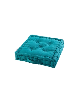 Coussin de sol 45 x 45 x 10 cm coton uni panama Bleu