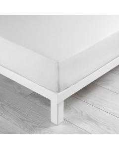 Drap housse 2 personnes 160 x 200 x 30 cm Linette coton lavé  57 fils Blanc