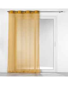 Voilage à oeillets 140 x 240  cm voile sablé + bande velours cotelé Casual Jaune