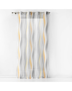 Voilage a oeillets 140 x 240 cm voile sable imprime ondulys Jaune/blanc