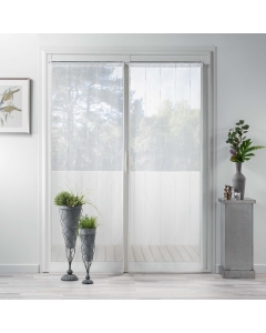 Paire droite passe tringle 2x70x200 cm voile sable fils chenille linahe Blanc
