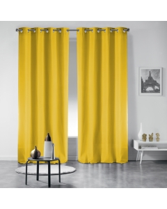 Lot de 2 rideaux occultant a oeillets 135 x 240 cm uni Miel