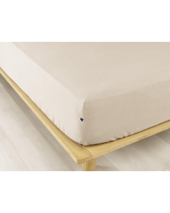 Drap housse flanelle chaude 180 x 200 cm Bonnet 30 cm Candice Beige