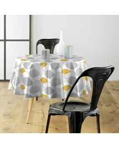 Nappe ronde (0) 160 cm pvc imprime disco Jaune