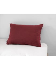 Taie d'oreiller en double gaze de coton – 50 x 70 cm – Bordeaux