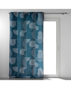 Rideau a oeillets 140 x 260 cm polyester imprime Esquisse Bleu