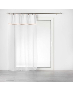 Voilage à anneau 140 x 240 cm en polycoton sablé + jute Leana Blanc