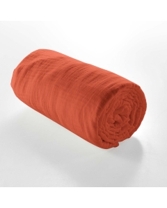 Drap housse 2 personnes 160x200 cm dble gaze coton 57 fils Angelia Orange