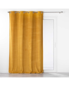 Rideau tamisant à oeillets 140 x 260 cm velours reflief Velouriane Jaune ocre