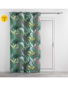 Lot de 2 Rideaux a oeillets 140 x 260 cm polyester imprimé Assana Kaki