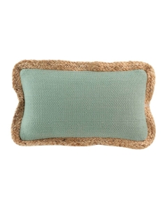 Coussin déhousssable passepoil 30 x 50 cm polycoton +jute Akina Sauge