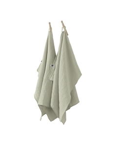 Lot de 2 essuie-mains gaze de coton 50 x 70 cm vert d'eau Vert