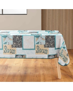 Nappe rectangle 150 x 240 cm polyester imprime faya Sauge