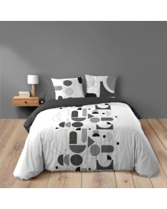 Housse de couette 260 x 240 cm coton 42 fils + 2 taies Chilipop noir