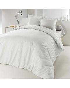 Housse de couette 2 personnes 260 x 240 cm uni 57 fils lina Blanche