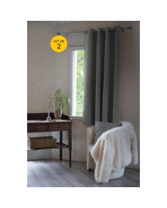Lot de 2 Rideaux luxe occultant + isolant phonique polaire L140 x H180 cm Inuit Anthracite