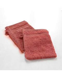 2 gants de toilette 15 x 21 cm eponge unie tendresse Terracotta