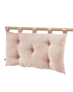 Tête de lit 5 boutons avec passants – 50 x 80 cm – Gaze de coton Gaïa Rose guimauve