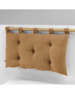 Tête de lit 5 boutons avec passants – 50 x 80 cm – Gaze de coton Gaïa Camel
