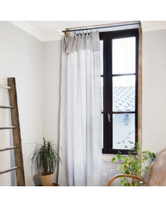 Rideau ajustable + 8 anneaux pince gaze de coton 140 x 300 cm Gris clair