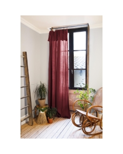Rideau ajustable + 8 anneaux pince gaze de coton luxe 140 x 300 cm Gaia Bordeaux