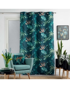 Rideau tamisant a oeillets 140 x 260 cm polyester Blue garden