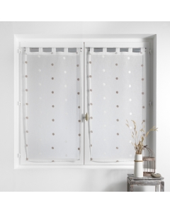 Paire droite passants 2 x 60 x 160 cm voile sablé brodé Lorna Blanc