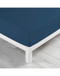 Drap housse 2 personnes 140 x 190 x 30 cm coton bio Biolina Bleu nuit