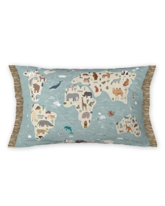 Coussin déhoussable avec franges 30 x 50 cm map Multicolore
