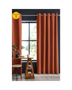 Lot de 2 rideaux occultant 140 x 280 cm grande hauteur Obscure Terracotta