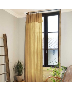 Lot de 2  Rideaux ajustables + 8 anneaux pince gaze de coton luxe 140 x 300 cm Gaia Safran