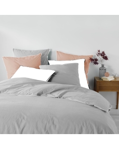 Housse de couette 240 x 220 cm coton lavé 57 fils Linette Gris