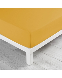Drap housse 2 personnes 140 x 190 x 30 cm coton bio Biolina Jaune ocre