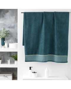 Drap de bain 90 x 150 cm éponge unie jacquard Belina Bleu