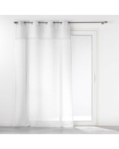 Panneau a oeillets 140 x 240 cm effet lin tisse+franges eleania Blanc