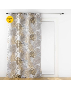 Lot de 2 Rideaux a oeillets 140 x 260 cm polyester imprime metallise Mogador