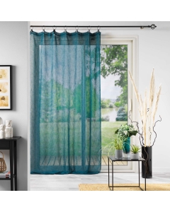 Voilage effet lin à anneaux 140 x 240 cm Linka bleu