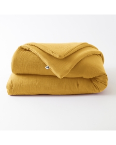Édredon 180 x 240 cm - Double Gaze de Coton 125 gr/m² - Uni Gaïa Jaune Safran