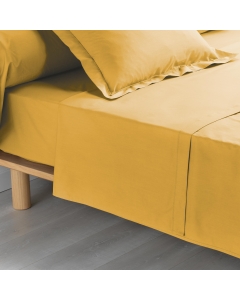 Drap plat 1 personne 180 x 290 cm percale uni 78 fils percaline  +p. bourdon Miel