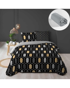 Pack housse de couette 220x240 cm Calidor + drap housse 140x190x30 Gris galet