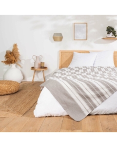 Couvre lit 2 personnes 220 x 240 cm coton/polyester jacquard abby Gris