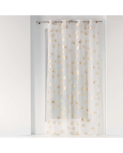 Voilage a oeillets 140 x 240 cm voile sable imprime metallise ginkgold