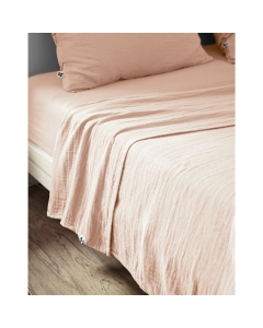 Drap plat 270 x 300 cm Double gaze de coton luxe Gaïa Rose clair