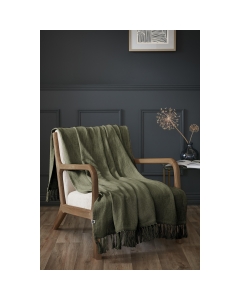Plaid 130x160 cm en coton texturé Sixtine – Thym