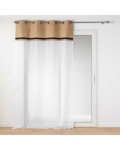 Voilage a oeillets 140 x 240 cm voile sablé + jute Malory Noir