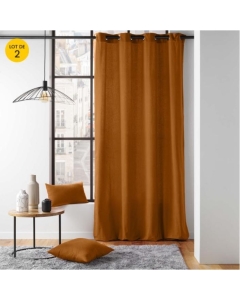 Lot de 2 Rideaux a oeillets 135 x 260 cm coton recyclé Twily Camel