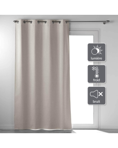 Rideau a oeillets 135 x 260 cm 100% occultant thermique uni occultissime Beige