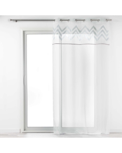 Panneau a oeillets 140 x 240 cm voile sable+top applique metal levi Blanc/argent