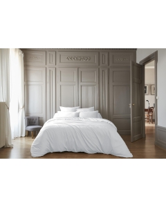 Pack Housse de couette 240 x 220 cm bambou de satin 120 fils Salomé + Drap housse 140 x 190 cm Blanc