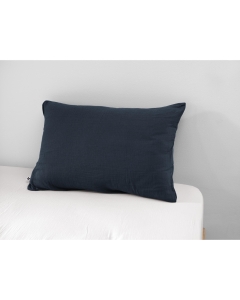 Taie d'oreiller en double gaze de coton – 50 x 70 cm – Bleu foncé